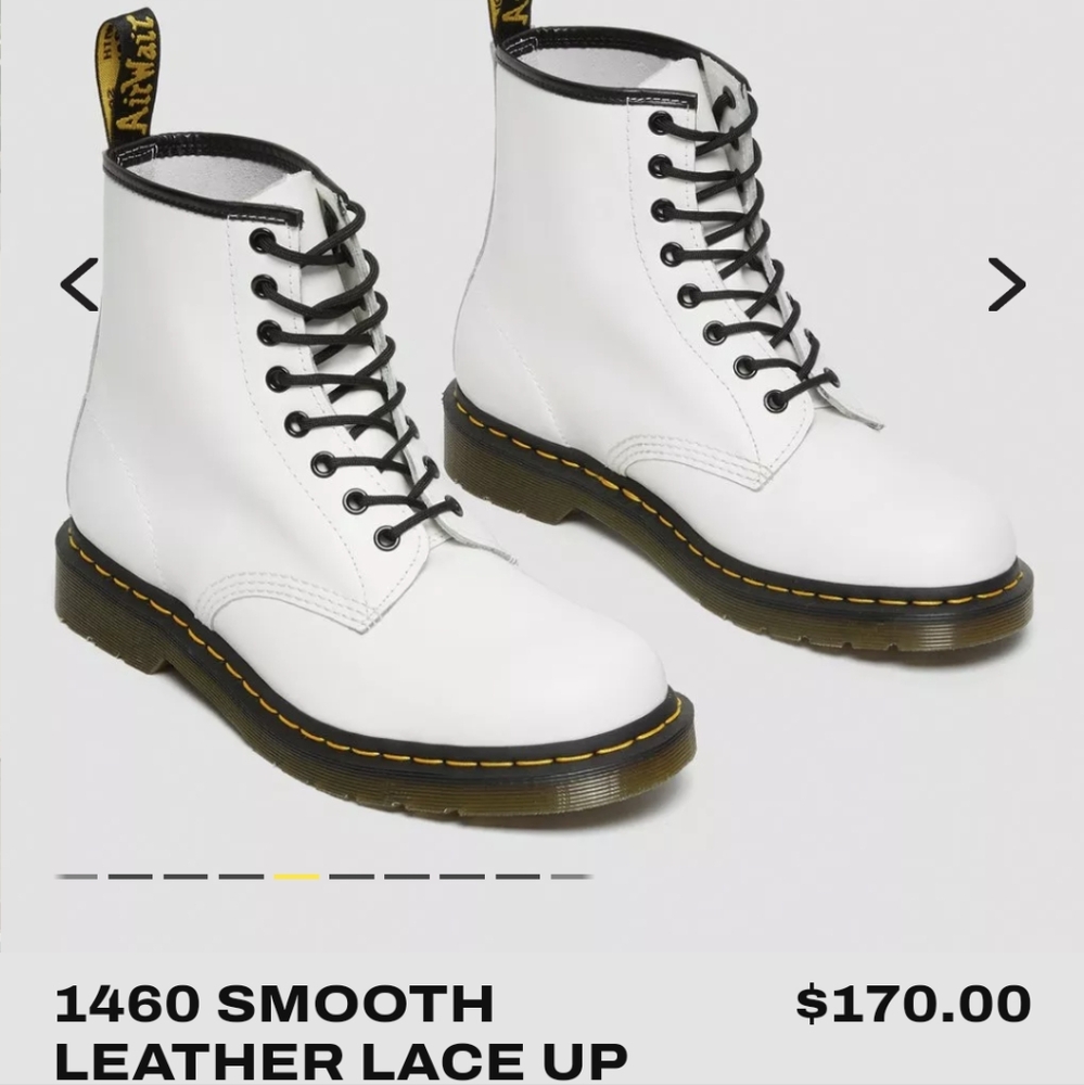 Dr. Martens White 1460 Leather Lace Up Boots